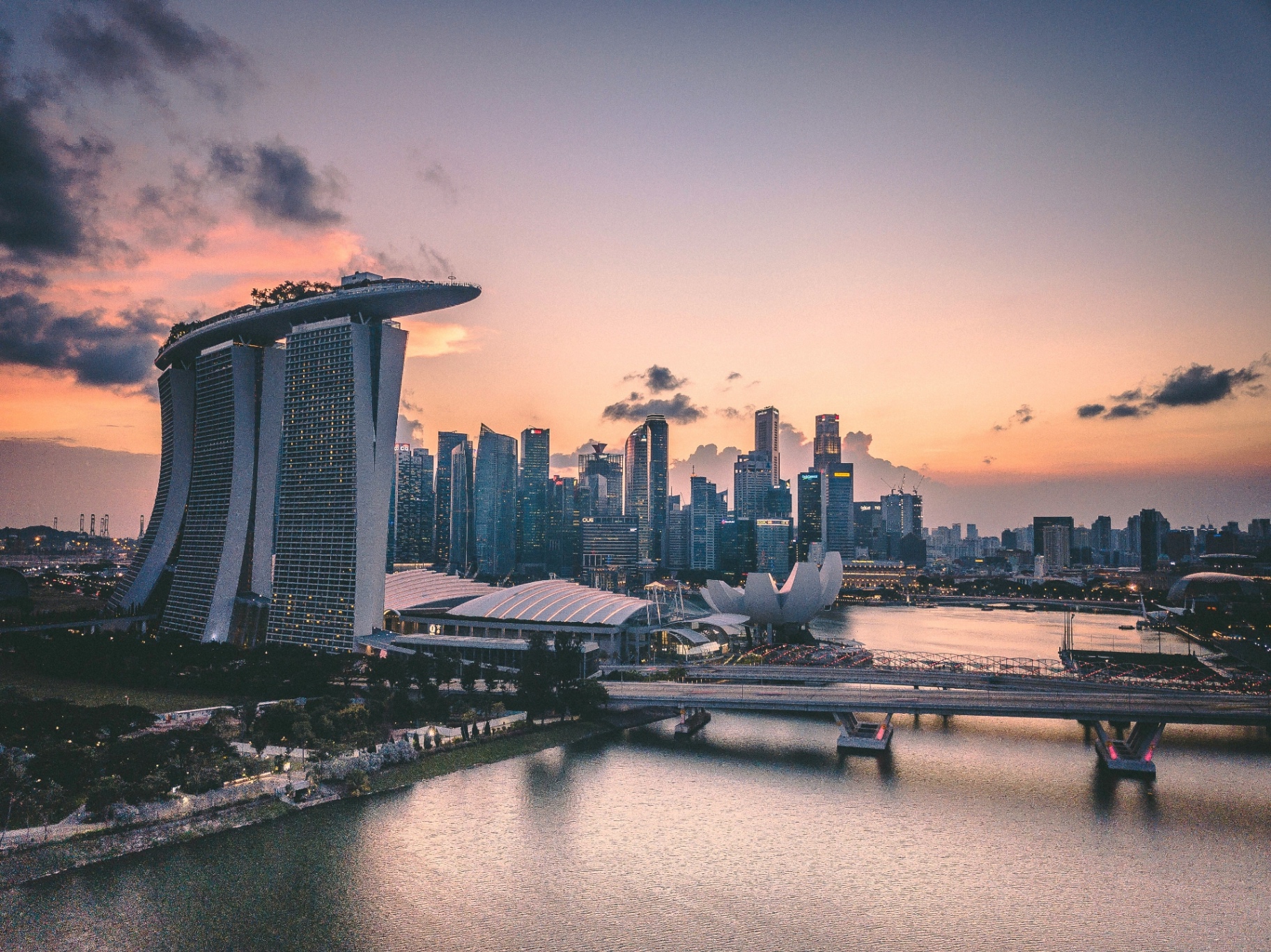 Singapore skyline at sunset